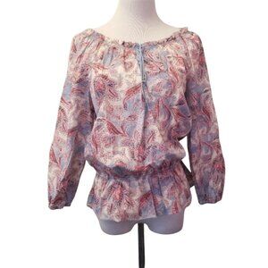 NWT Lauren Ralph Lauren boho 3/4 sleeve top women's size XS (J36)
